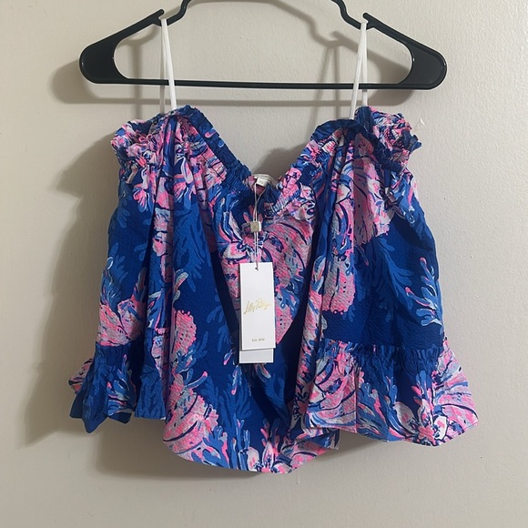 NWT Lilly Pulitzer Croix Coral Reef Off-The-Shoulder Top XL - Picture 4 of 5